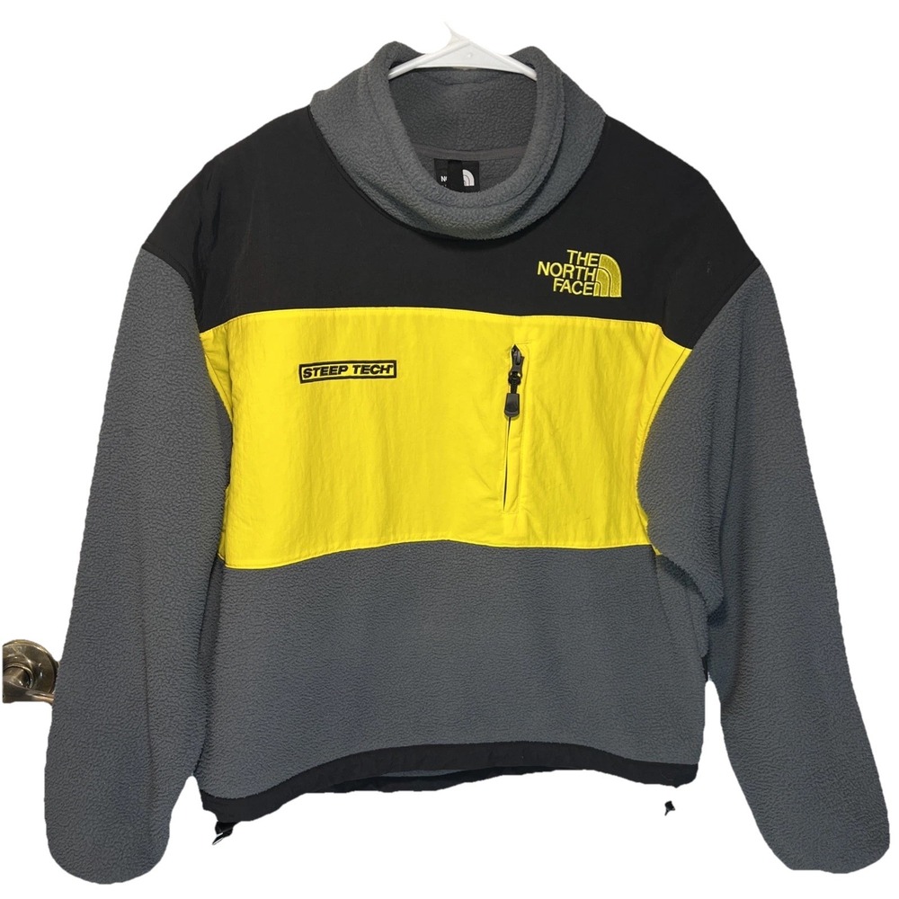 The North Face Steep Tech Women's Fleece Blk/Yellow/Gray Jacket Vanadsgry‎ Sz Sm